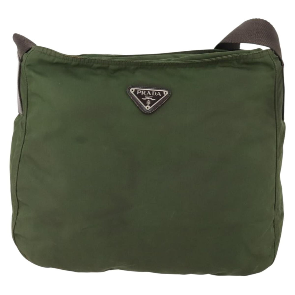 Prada Zip Top Messenger Bag Tessuto Khaki Nylon Shoulder Bag Bag