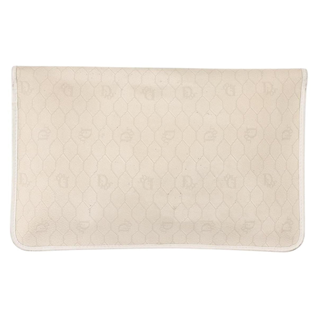 Christian Dior Vintage Honeycomb Clutch Canvas White Canvas Clutche & Pouche Bag (Pre-Owned)
