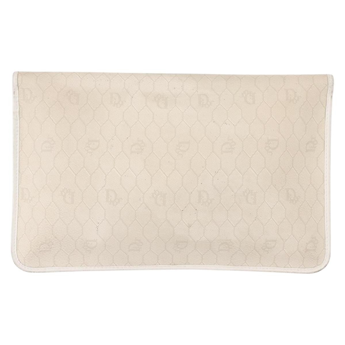 Christian Dior Vintage Honeycomb Clutch Canvas White Canvas Clutche & Pouche Bag (Pre-Owned)
