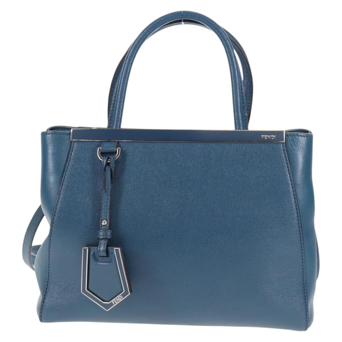 Fendi 2Jours Bag Leather Blue Leather Bag