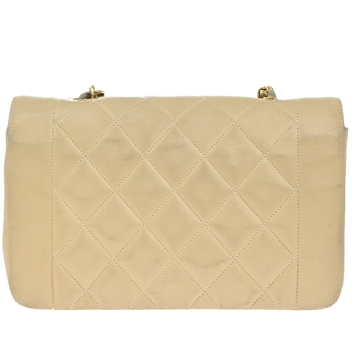 Chanel Diana Flap Bag Quilted Lambskin Beige Leather Shoulder Bag Bag