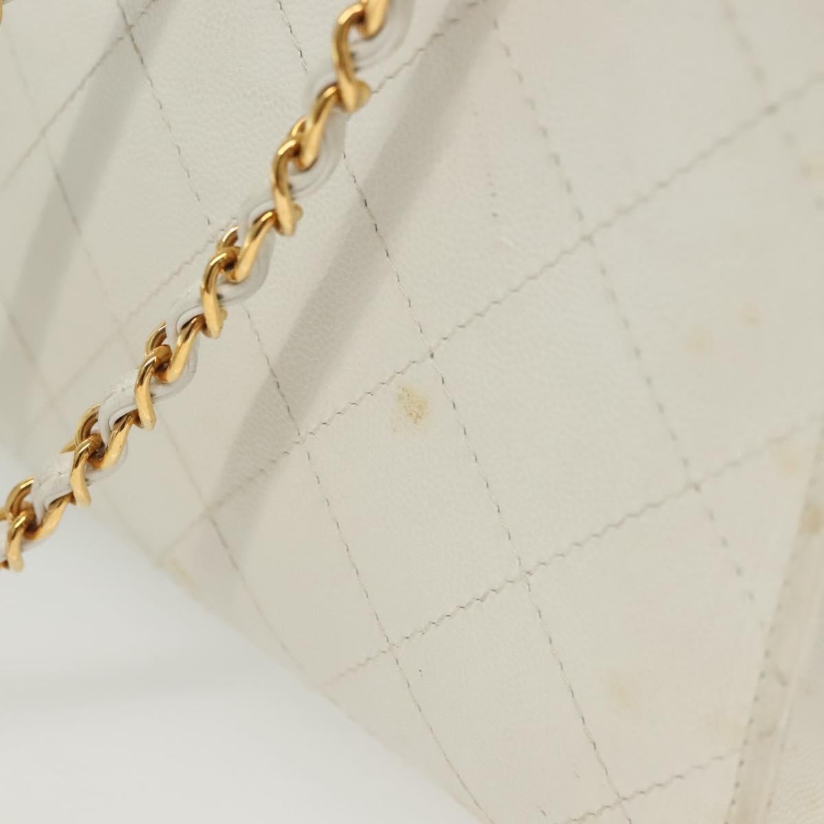 Chanel Cc Shoulder Bag Quilted Caviar White Leather Bag
