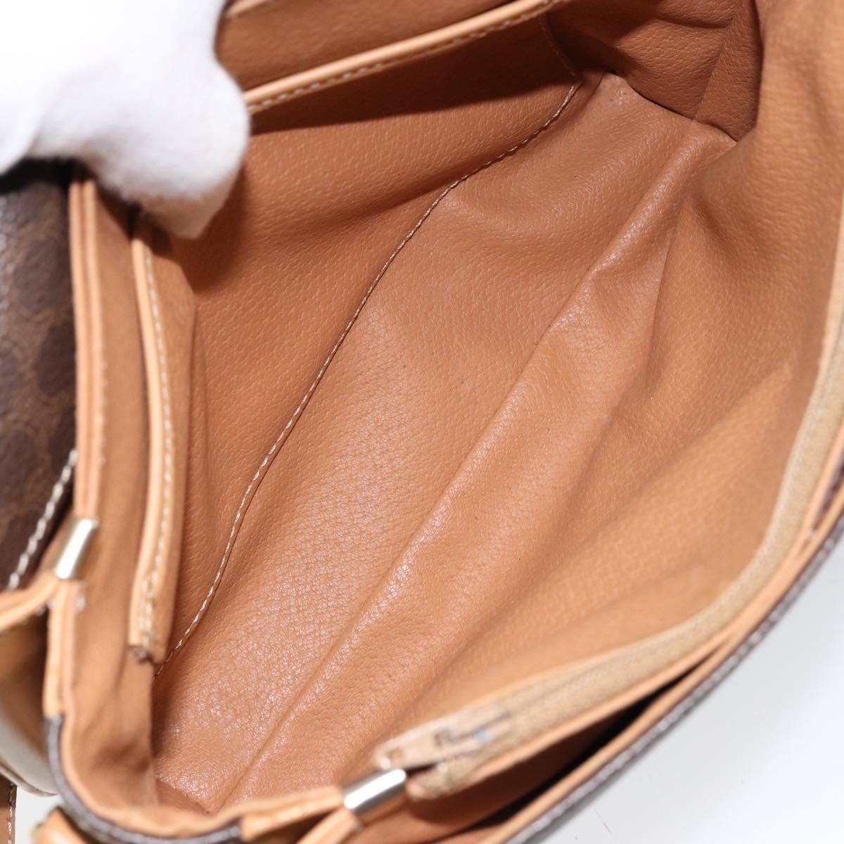 Celine Vintage Macadam Shoulder Bag Canvas And Leather Brown Canvas Shoulder Bag Bag