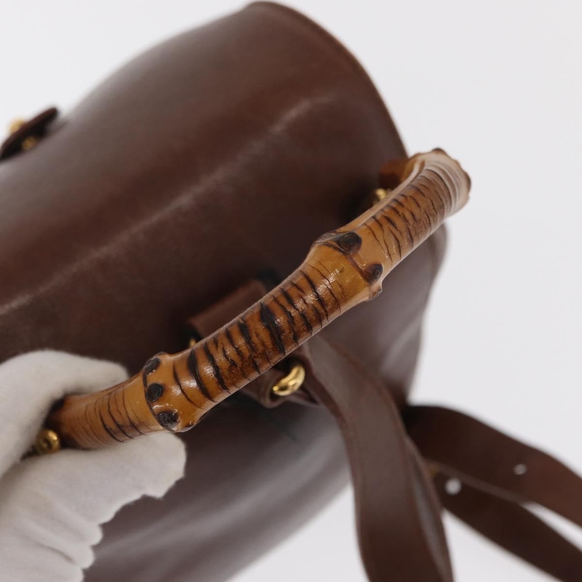 Gucci Vintage Bamboo Backpack Leather Brown Leather Backpack Bag (Pre-Owned)