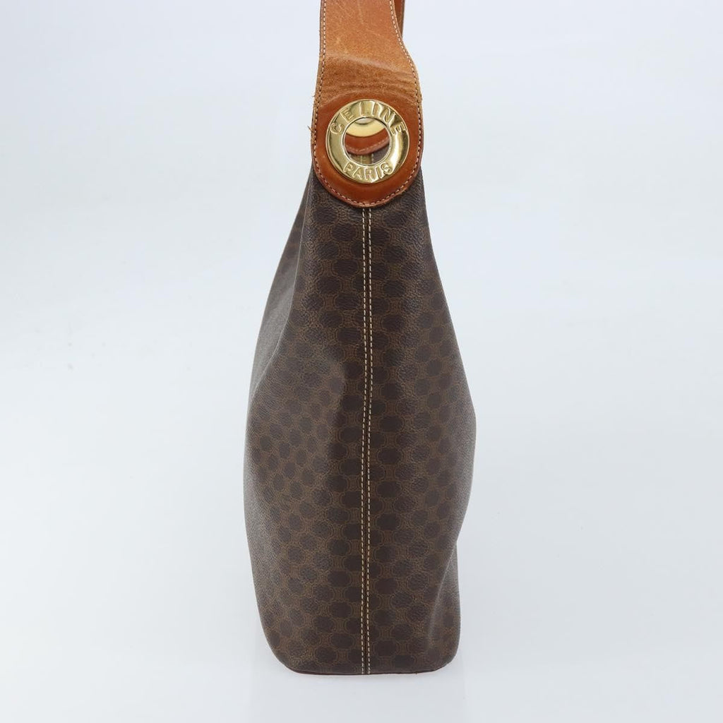Celine Vintage Macadam Shoulder Bag Canvas And Leather Brown Canvas Shoulder Bag Bag