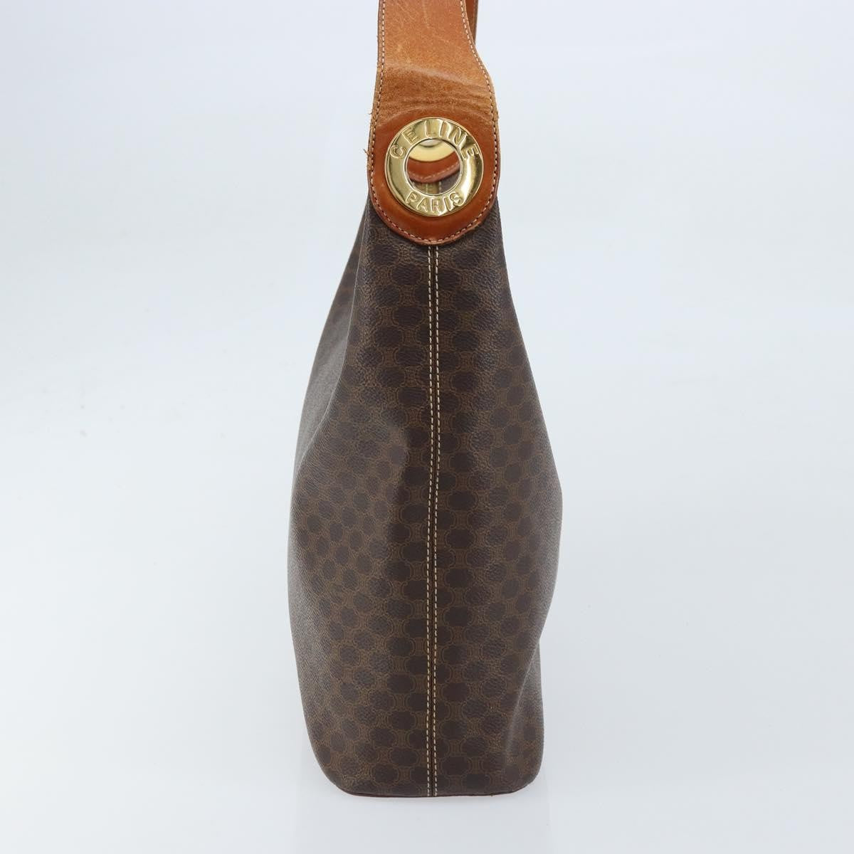 Celine Vintage Macadam Shoulder Bag Canvas And Leather Brown Canvas Shoulder Bag Bag
