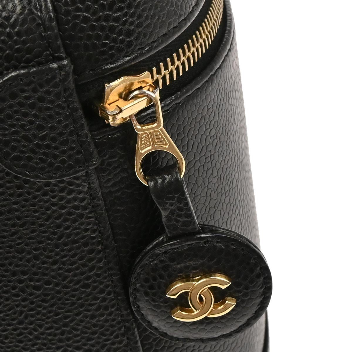 Chanel Vintage Timeless Cosmetic Case Caviar Black Leather Handbag