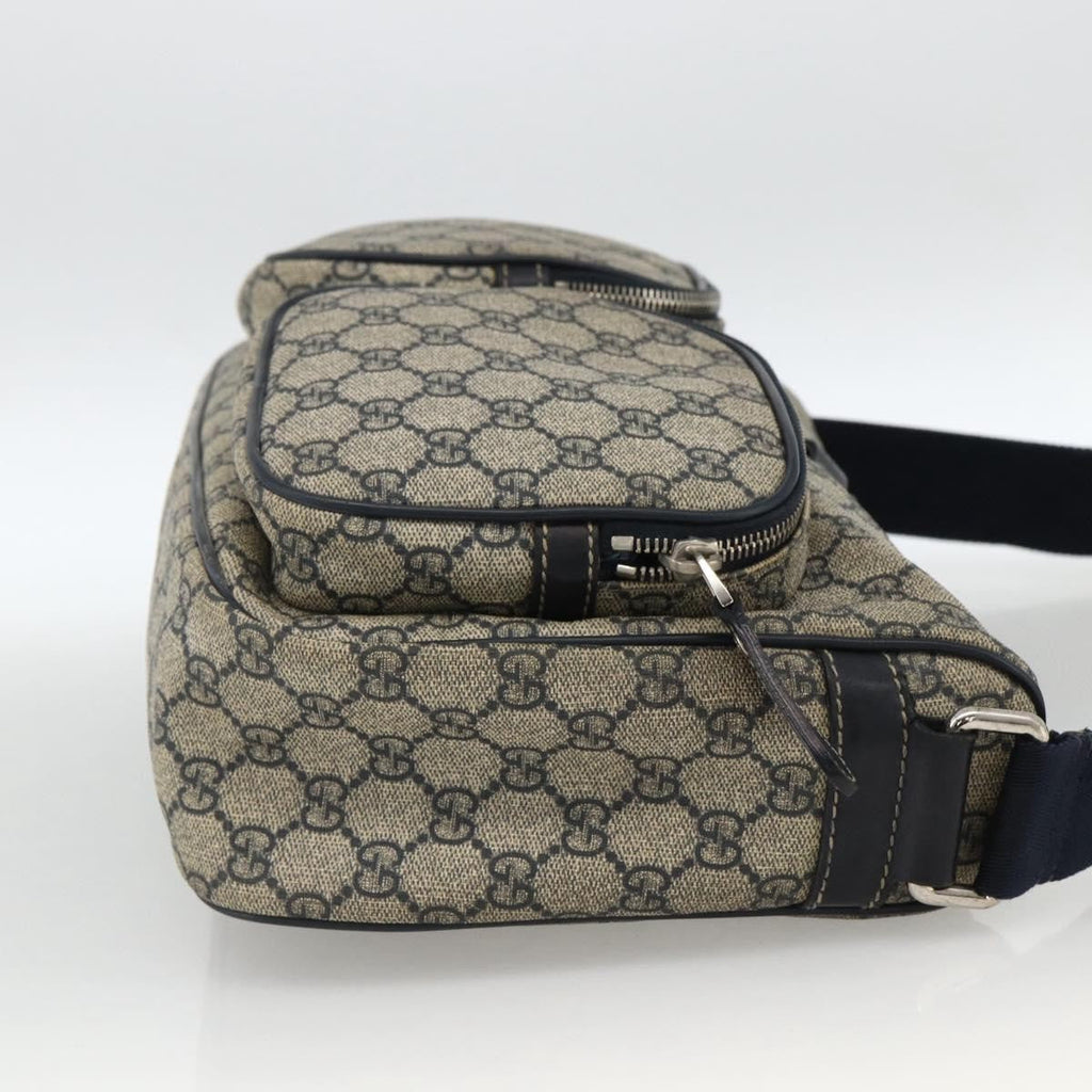 Gucci Double Pocket Messenger Bag Gg Coated Canvas Navy Canvas Shoulder Bag Bag (Pre-Owned)