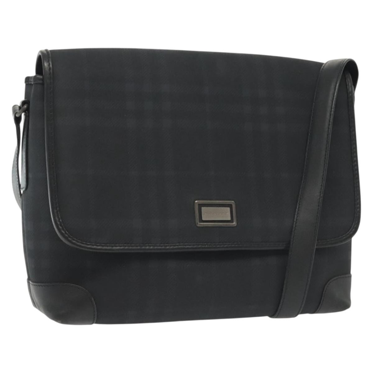 Burberry Nova Check Shoulder Bag Canvas Navy Canvas Shoulder Bag
