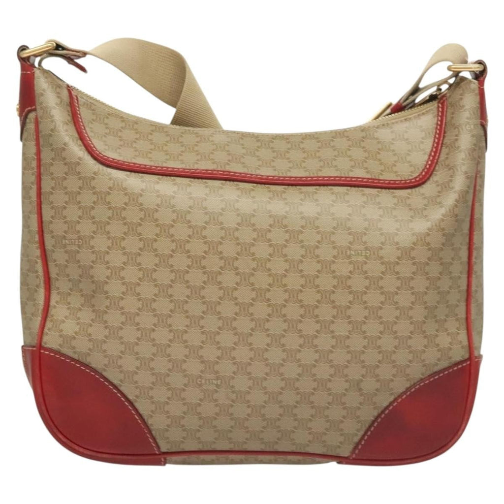 Celine Vintage Macadam Shoulder Bag Canvas And Leather Beige Canvas Bag