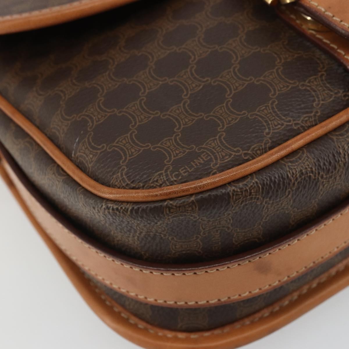 Celine Vintage Macadam Shoulder Bag Canvas And Leather Brown Canvas Shoulder Bag Bag