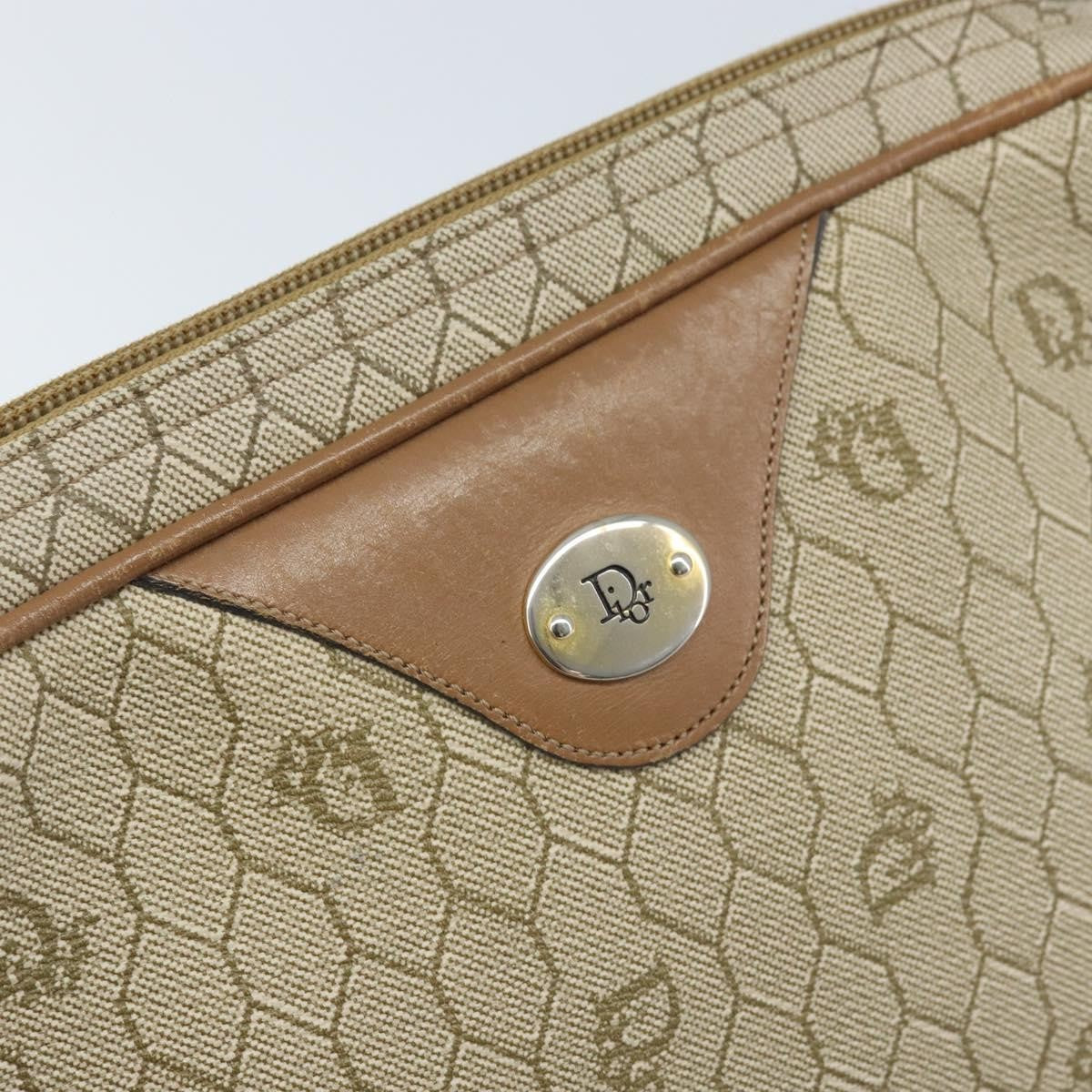 Christian Dior Vintage Honeycomb Shoulder Bag Canvas And Leather Beige Canvas Shoulder Bag Bag (Pre-Owned)
