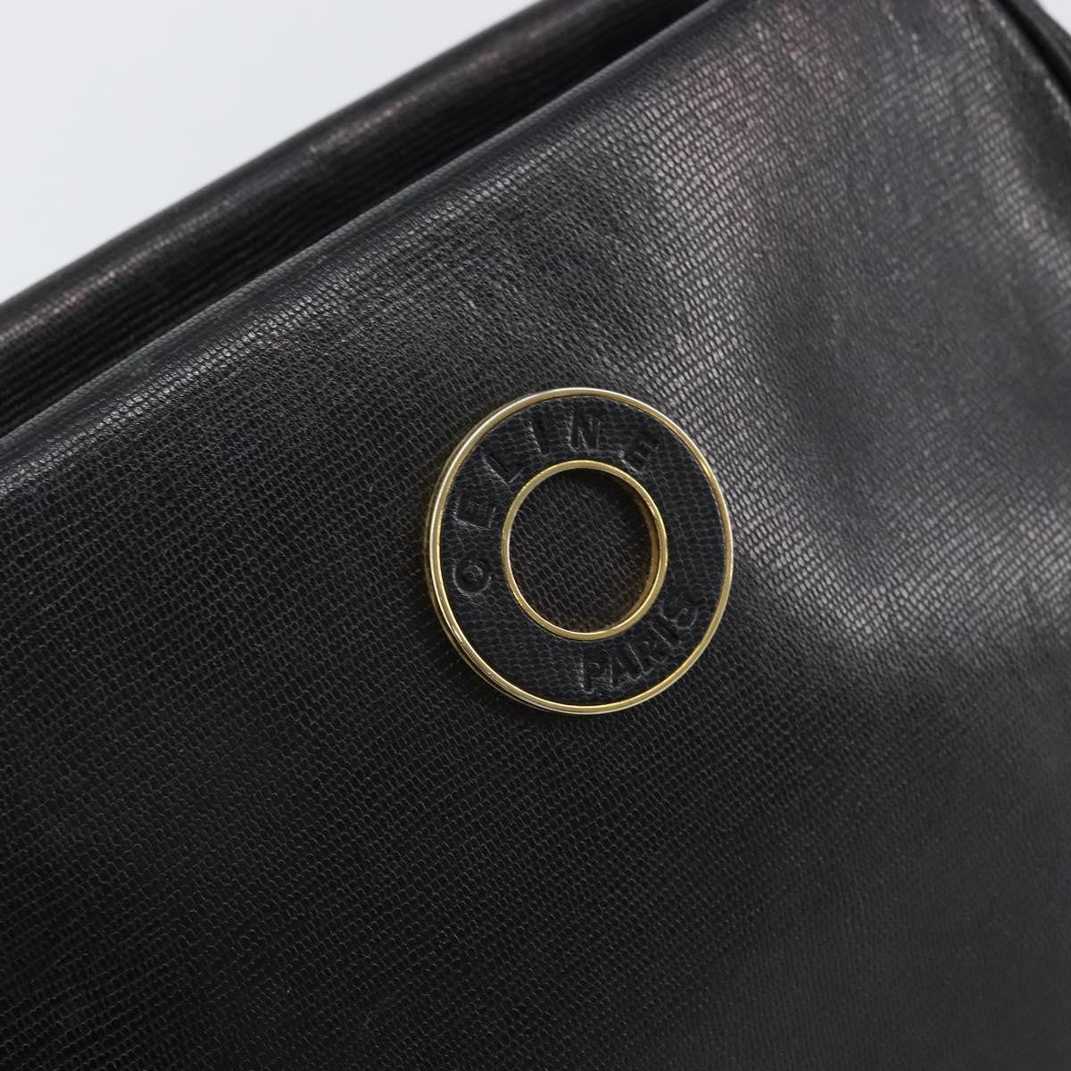Celine Circle Logo Shoulder Bag Leather Black Leather Shoulder Bag Bag