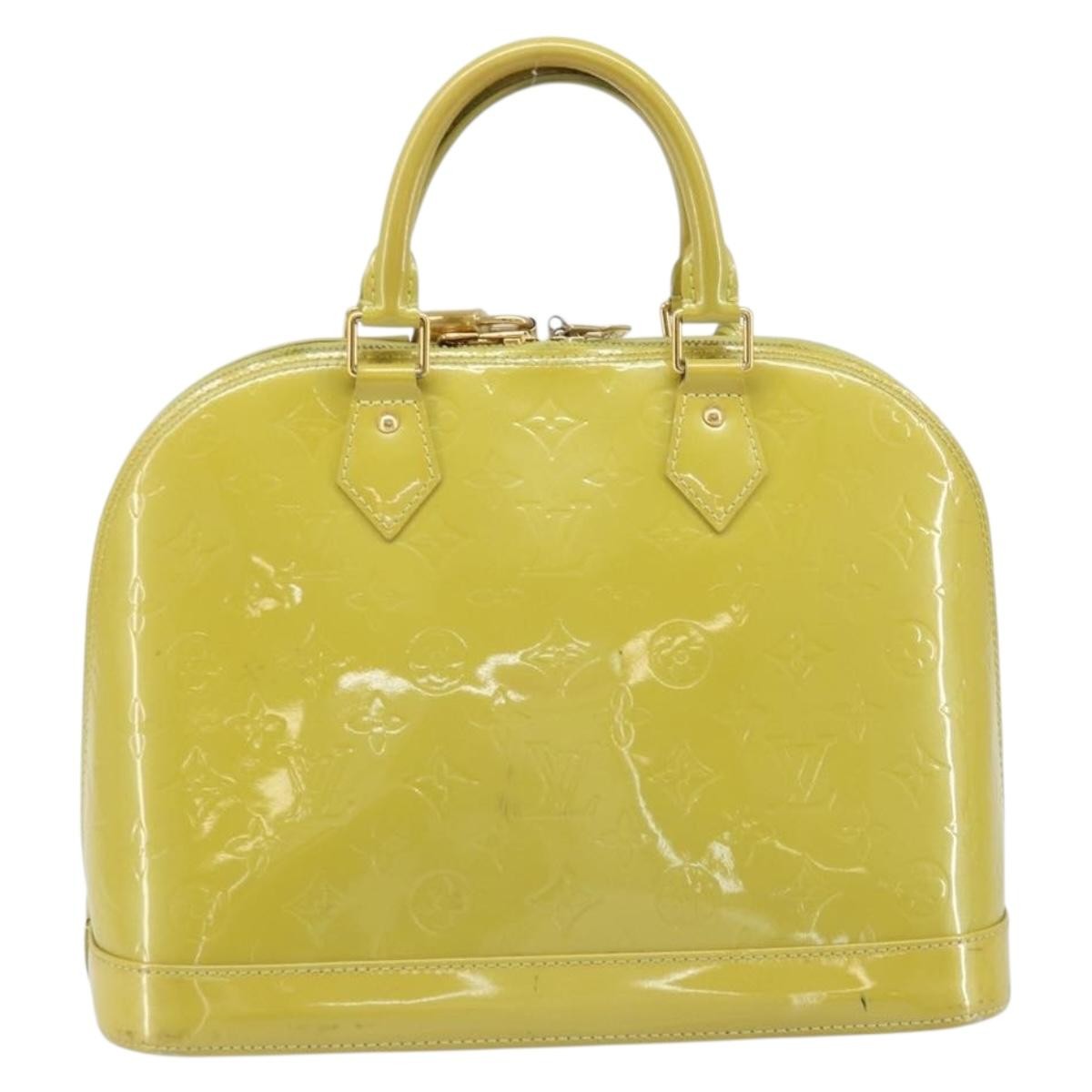Louis Vuitton Alma Handbag Monogram Vernis Green Patent_Leather Handbag