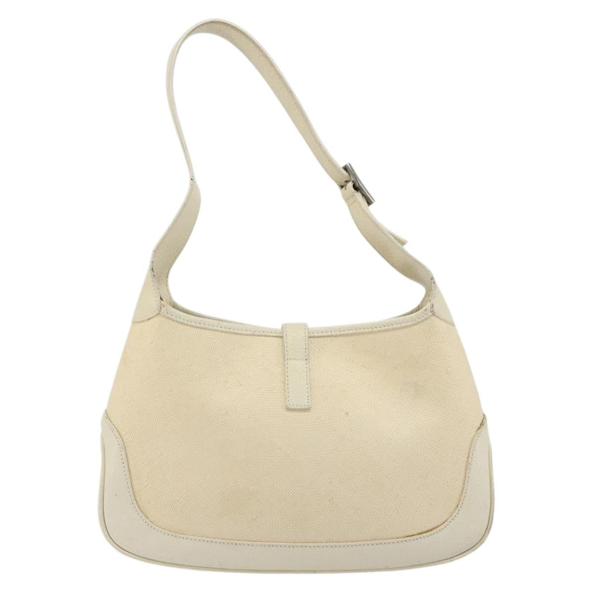 Gucci Vintage Jackie Shoulder Bag Canvas And Leather Beige Canvas Handbag (Pre-Owned)