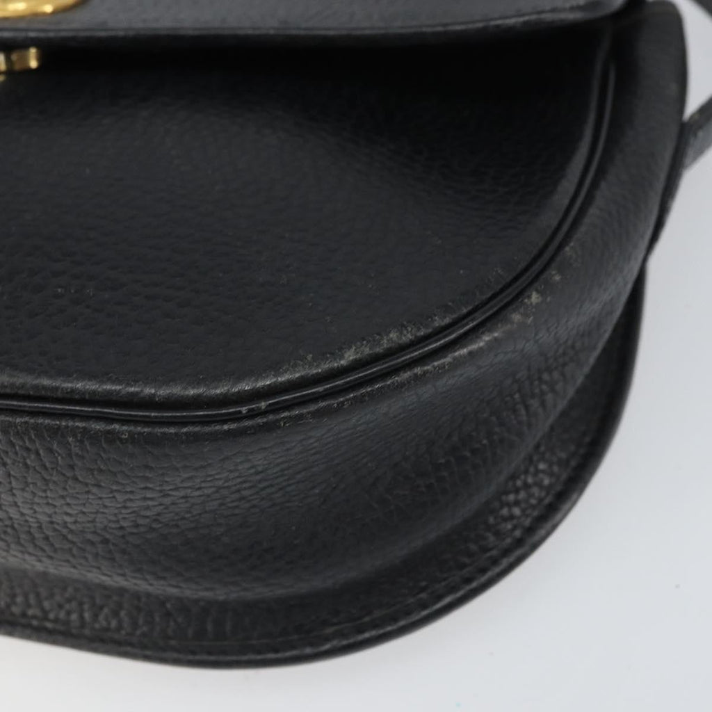 Christian Dior Vintage Cd Logo Shoulder Bag Leather Black Leather Shoulder Bag Bag (Pre-Owned)