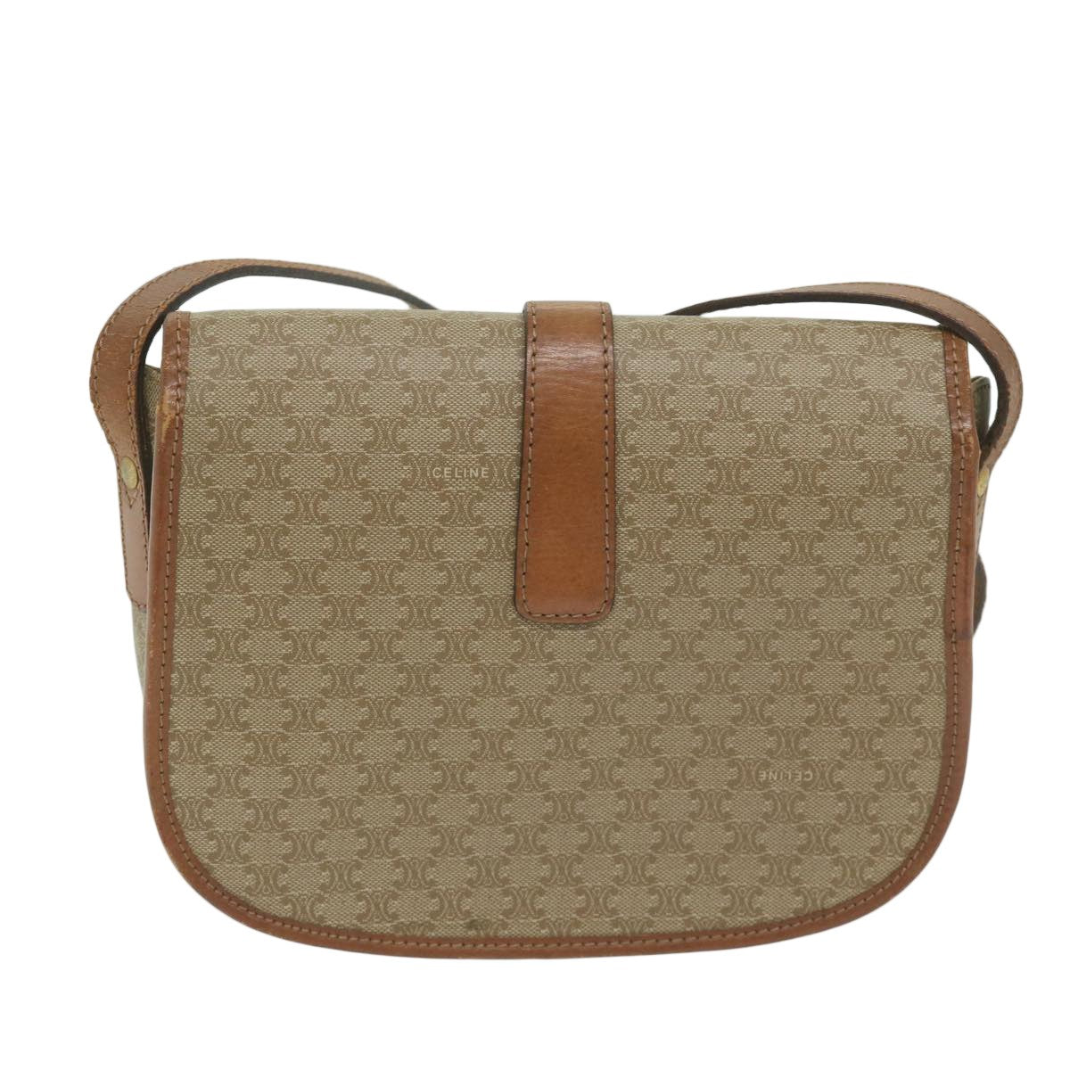 Celine Vintage Macadam Shoulder Bag Canvas And Leather Beige Canvas Shoulder Bag Bag