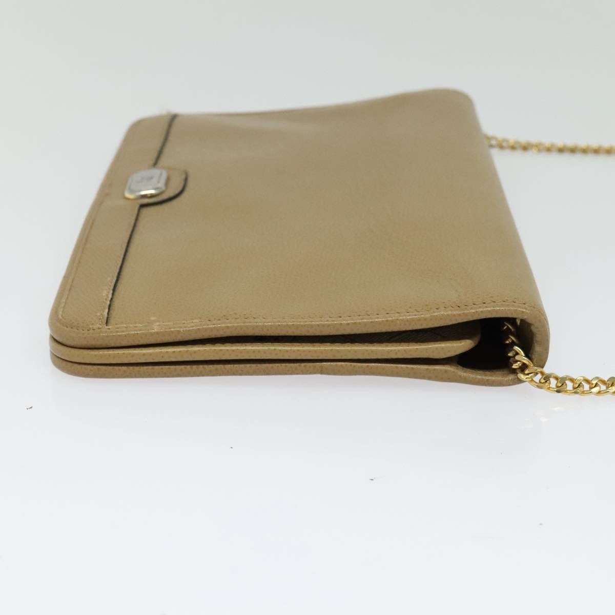 Christian Dior Vintage Chain Flap Shoulder Bag Leather Beige Leather Shoulder Bag Bag (Pre-Owned)