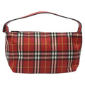 Burberry Nova Check Handbag Leather And Nylon Red Nylon Handbag
