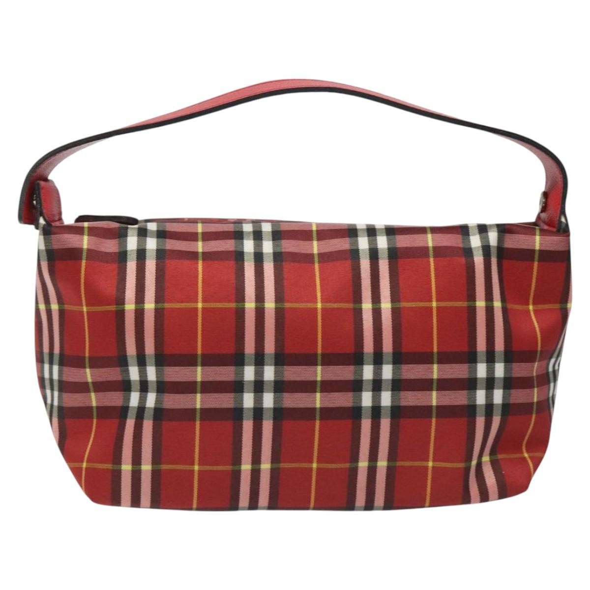 Burberry Nova Check Handbag Leather And Nylon Red Nylon Handbag