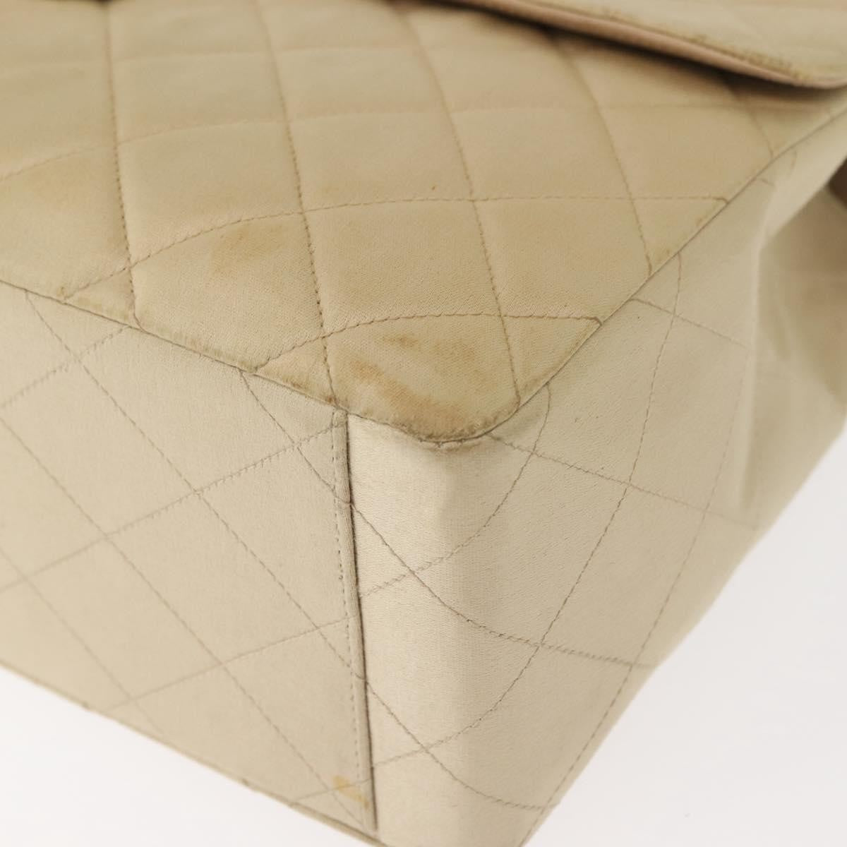 Chanel Vintage Classic Single Flap Bag Silk Beige Satin Shoulder Bag Bag