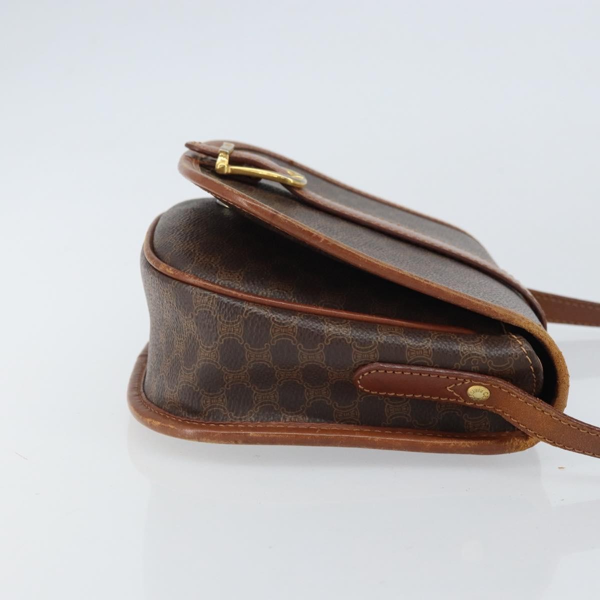 Celine Vintage Macadam Shoulder Bag Canvas And Leather Brown Canvas Shoulder Bag Bag