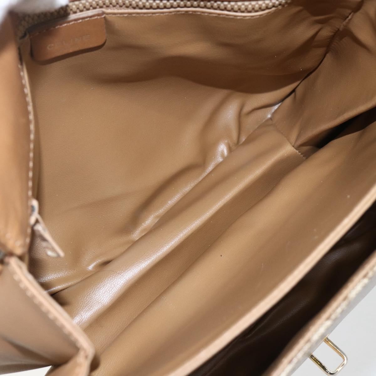 Celine Vintage Macadam Shoulder Bag Canvas And Leather Beige Canvas Shoulder Bag Bag