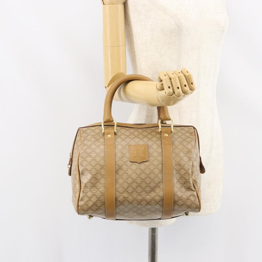 Celine Vintage Macadam Handbag Canvas And Leather Beige Canvas Handbag