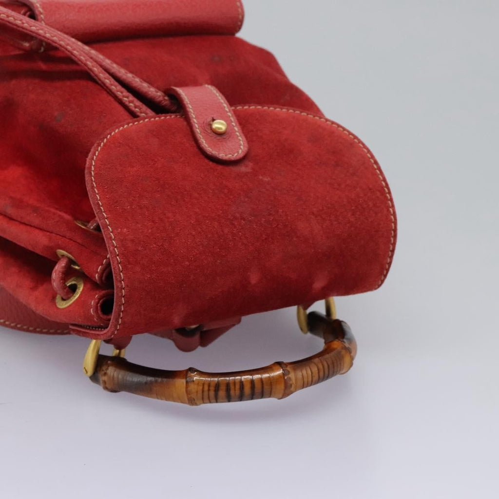 Gucci Gucci Bamboo Backpack Daim Red Suede Backpack Bag (Pre-Owned)