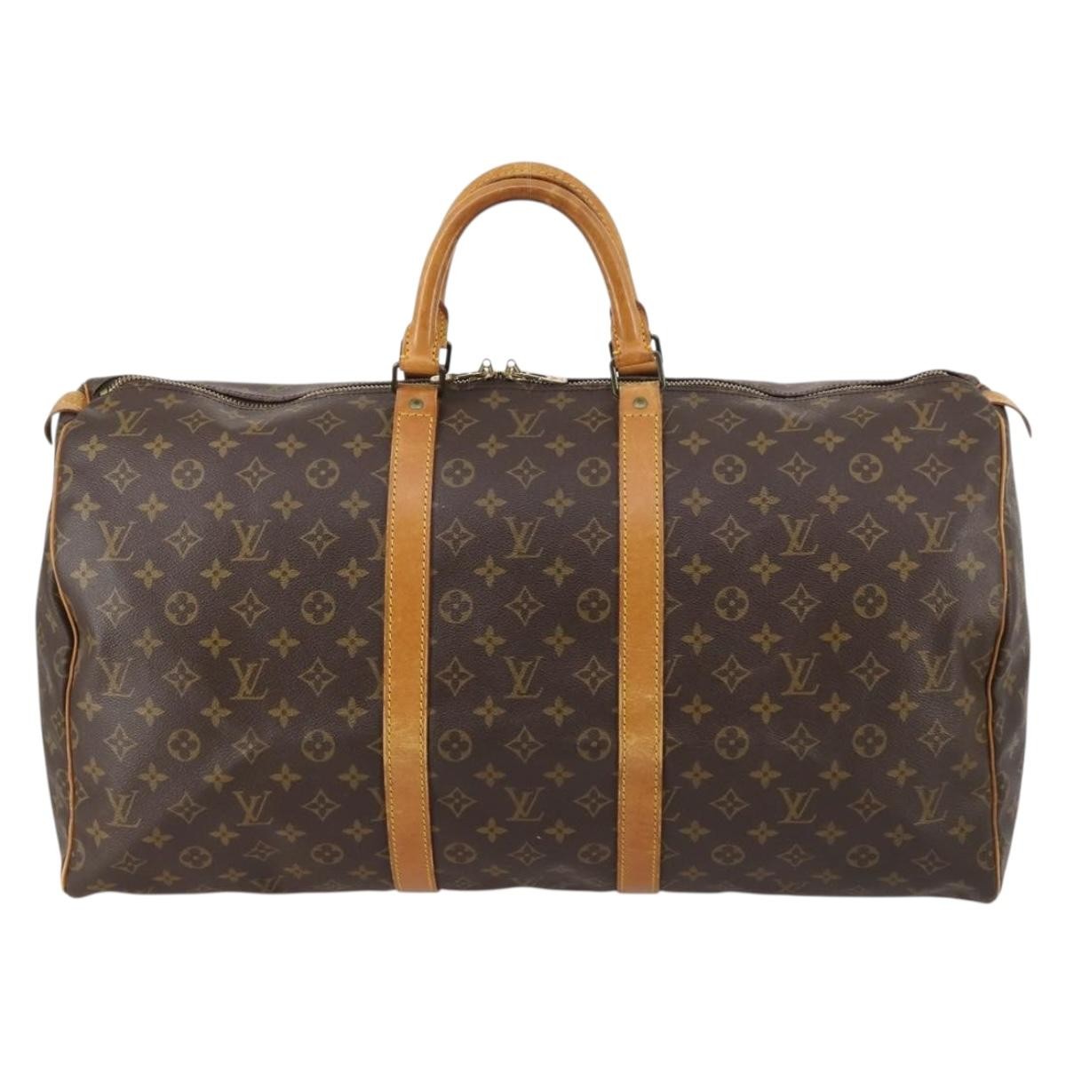Louis Vuitton Keepall Bag Monogram Canvas Brown Canvas Travel Bag