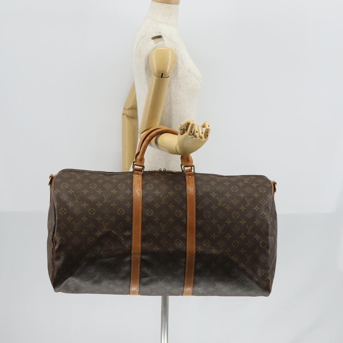 Louis Vuitton Keepall Bandouliere Bag Monogram Canvas Brown Canvas Travel Bag