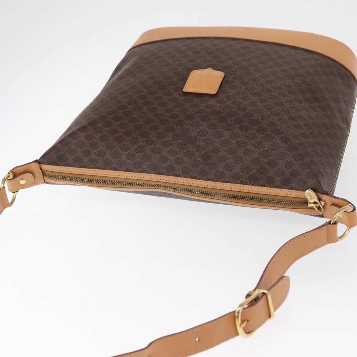 Celine Vintage Macadam Shoulder Bag Canvas And Leather Brown Canvas Shoulder Bag Bag
