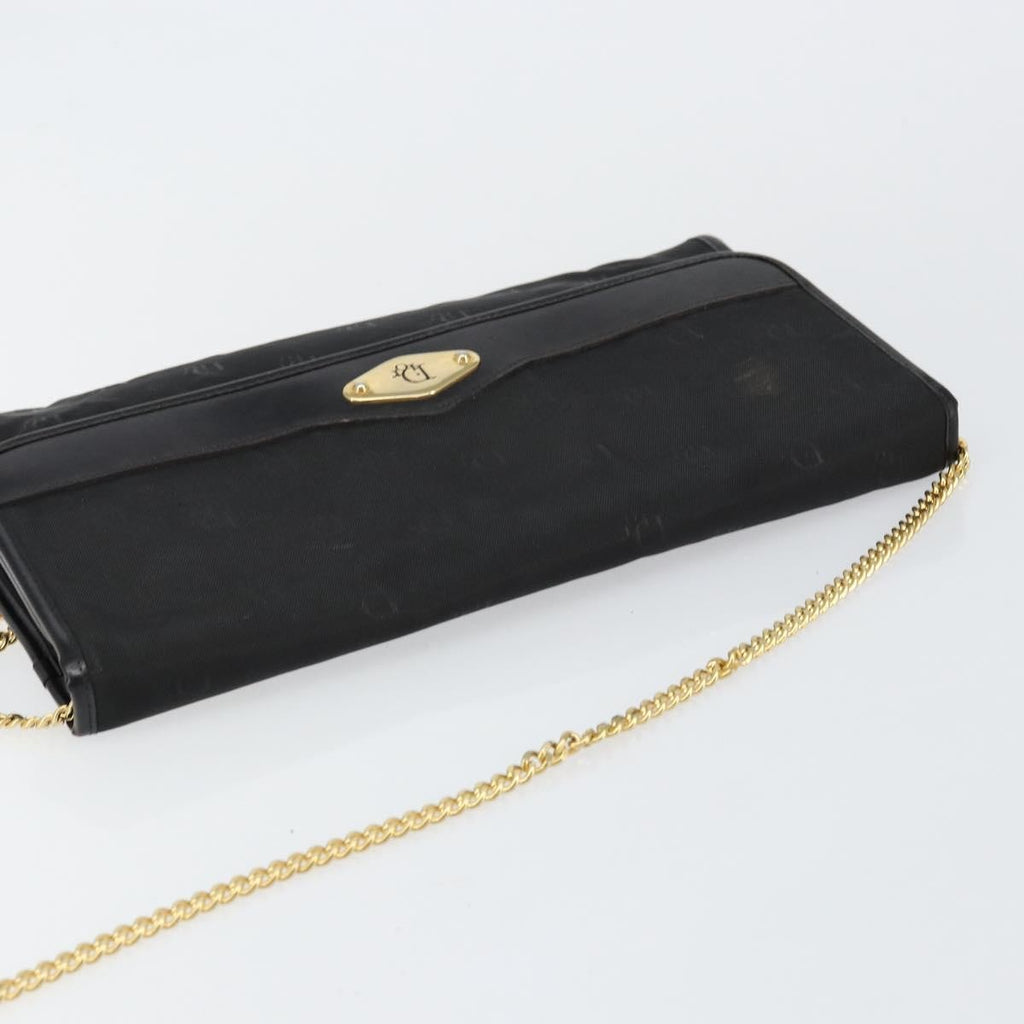 Christian Dior Vintage Cd Chain Flap Shoulder Bag Diorissimo Canvas Black Nylon Shoulder Bag Bag (Pre-Owned)