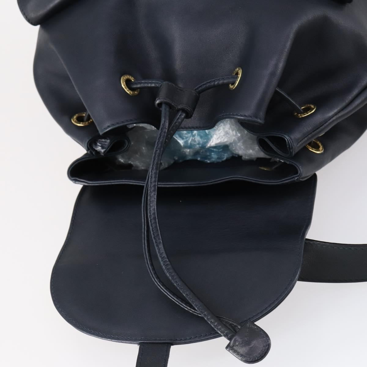 Gucci Vintage Bamboo Backpack Leather Navy Leather Backpack Bag (Pre-Owned)