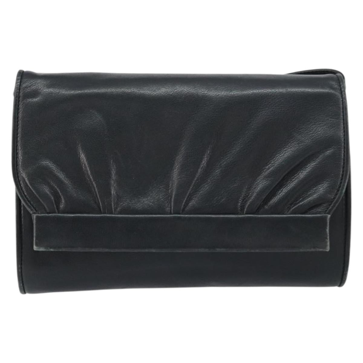 Gucci Vintage Shoulder Bag Leather Black Leather Shoulder Bag Bag (Pre-Owned)