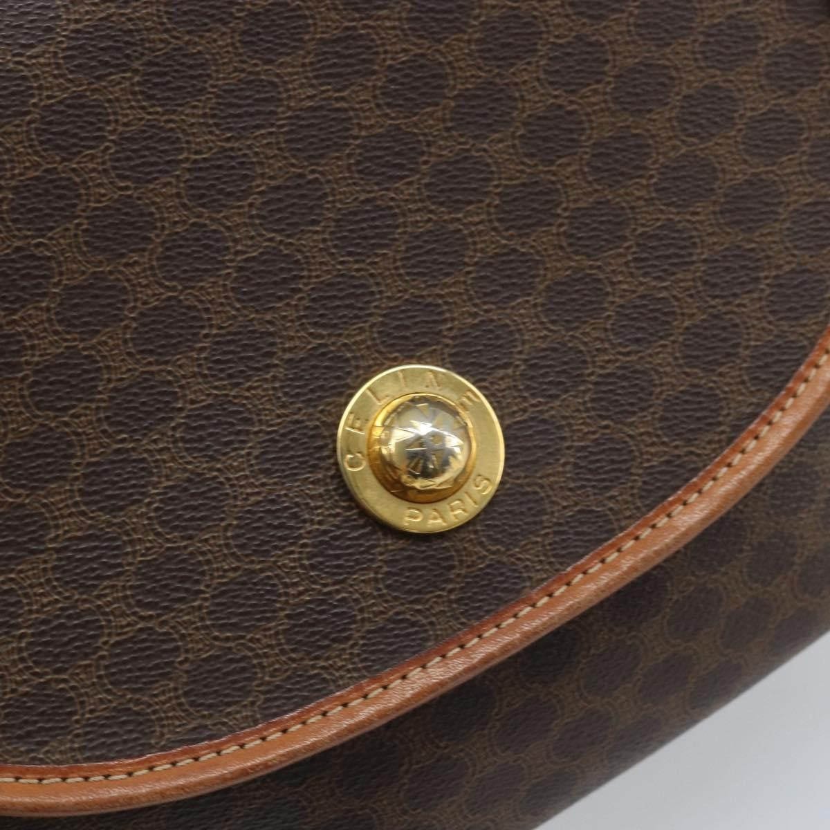 Celine Vintage Macadam Shoulder Bag Canvas And Leather Brown Canvas Shoulder Bag Bag