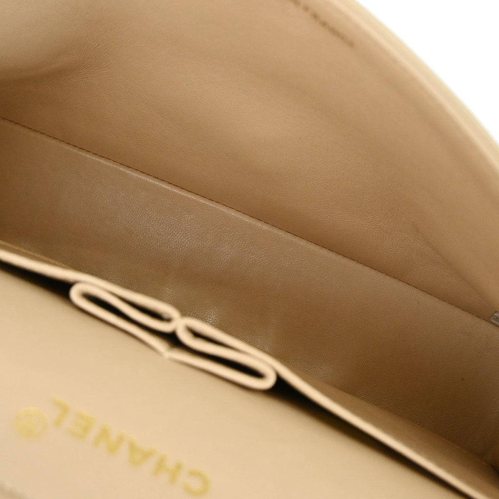 Chanel Vintage Classic Double Flap Bag Quilted Lambskin Beige Leather Shoulder Bag Bag