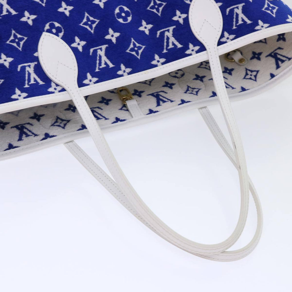 Louis Vuitton Neverfull Nm Tote Lv Match Monogram Jacquard Velvet Blue Velvet Tote Bag