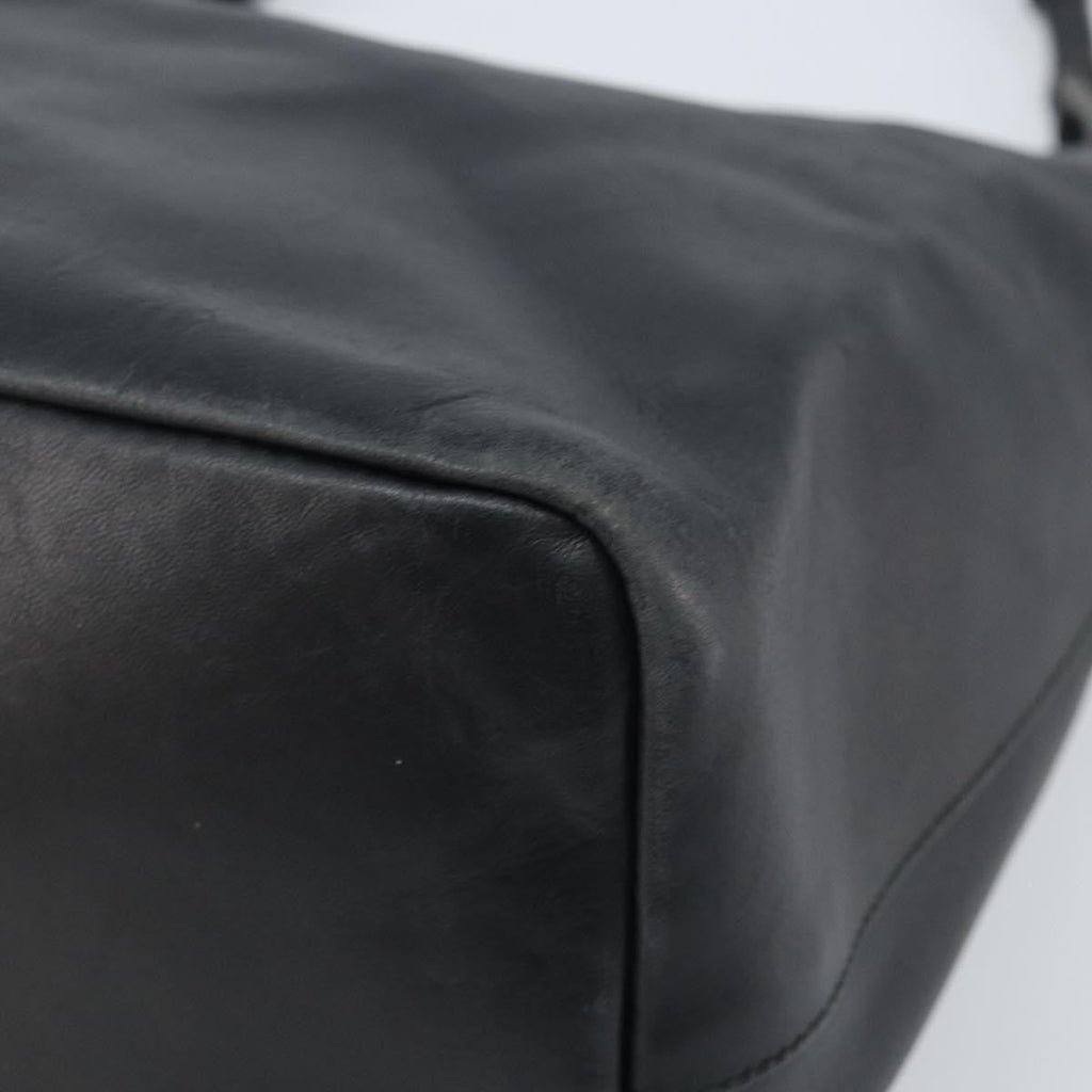 Gucci Vintage Bamboo Hobo Leather Black Leather Handbag (Pre-Owned)