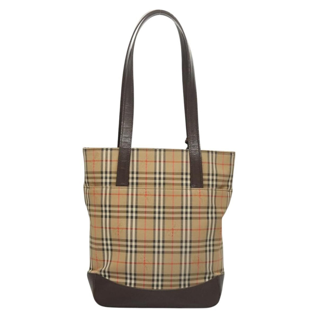 Burberry Nova Check Tote Canvas And Leather Beige Canvas Tote Bag
