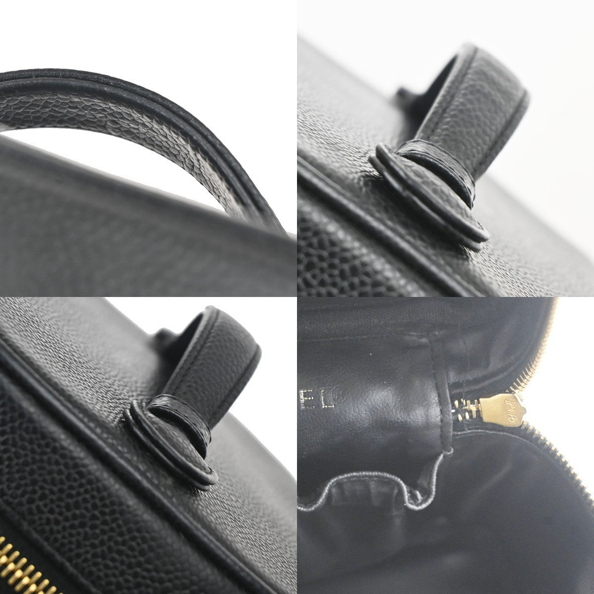 Chanel Vintage Timeless Cosmetic Case Caviar Black Leather Handbag