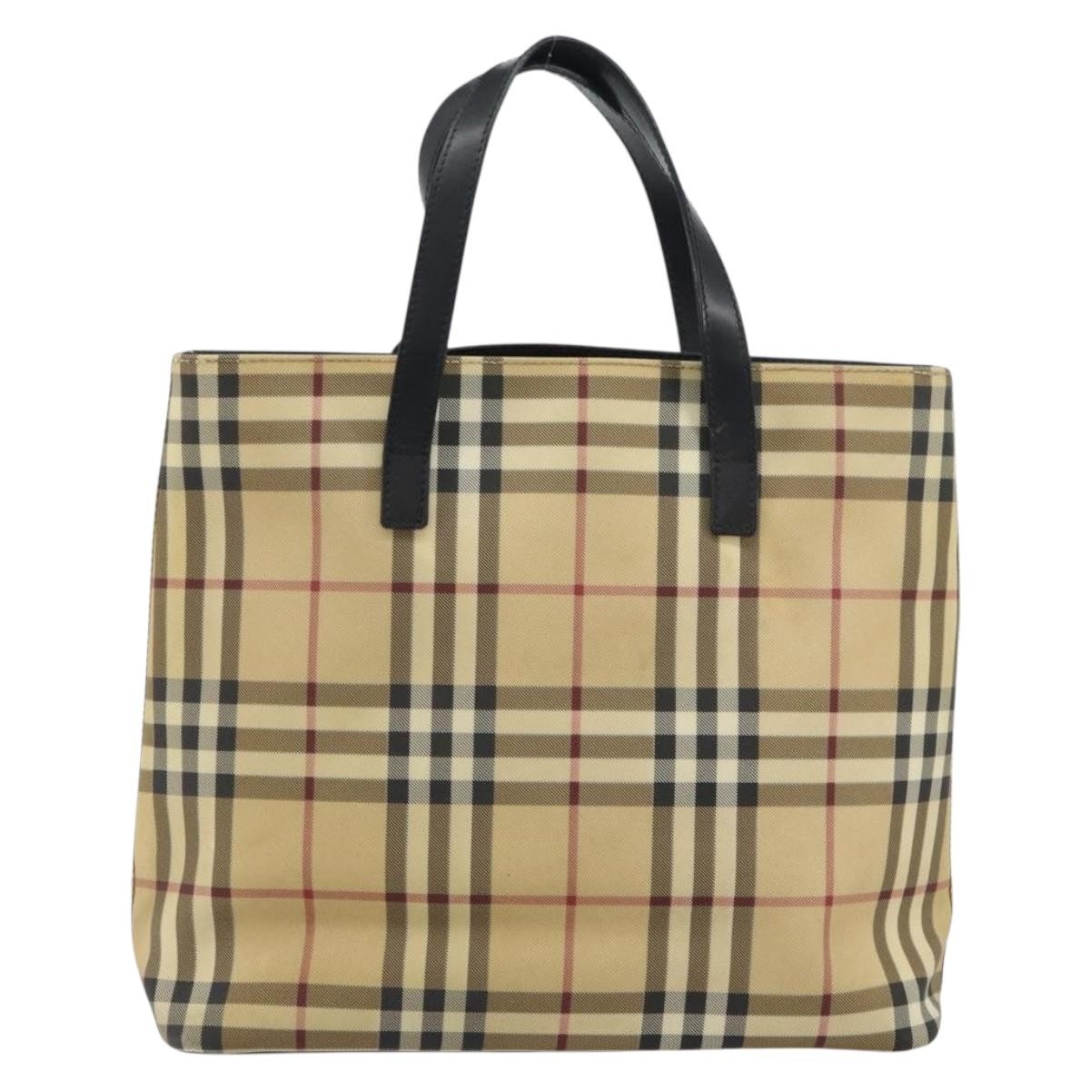 Burberry Nova Check Tote Canvas Check Pattern Beige Canvas Tote Bag