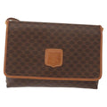 Celine Vintage Macadam Shoulder Bag Canvas Brown Canvas Shoulder Bag Bag