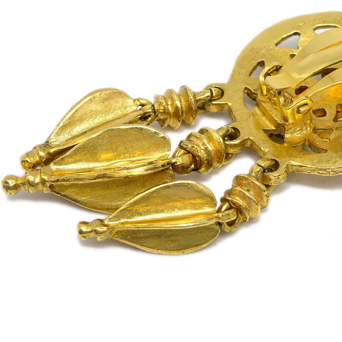 Chanel Vintage Cc Round Drop Clip-On Earrings Metal Gold Gold_Plated Earrings Jewelry