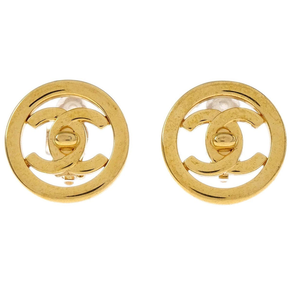 Chanel Cc Round Earrings Metal Gold Gold_Plated Earrings Jewelry