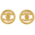 Chanel Cc Round Earrings Metal Gold Gold_Plated Earrings Jewelry
