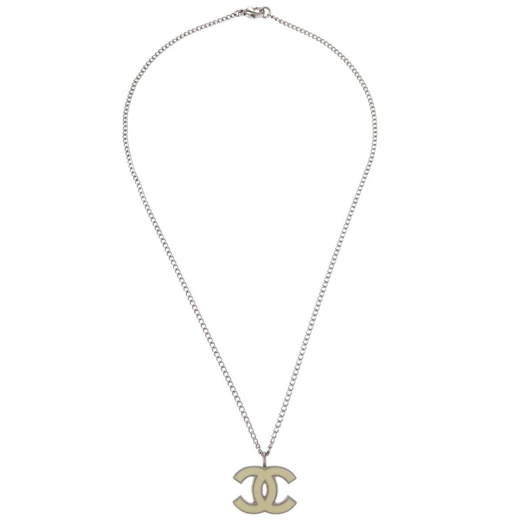 Chanel Cc Pendant Necklace Metal Silver Silver_Plated Necklace Jewelry