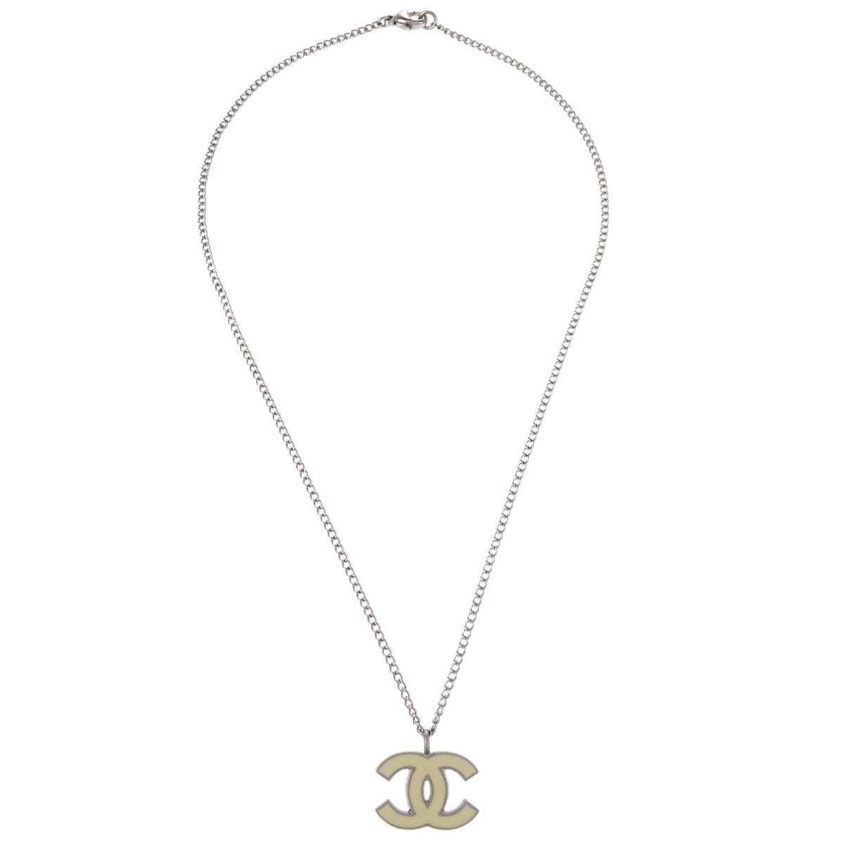 Chanel Cc Pendant Necklace Metal Silver Silver_Plated Necklace Jewelry
