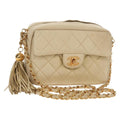 Chanel Chain Flap Shoulder Bag Quilted Lambskin Beige Leather Shoulder Bag Bag