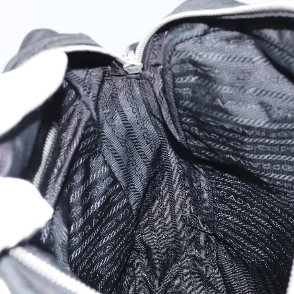 Prada Front Pocket Zip Messenger Bag Tessuto With Saffiano Leather Black Nylon Shoulder Bag Bag